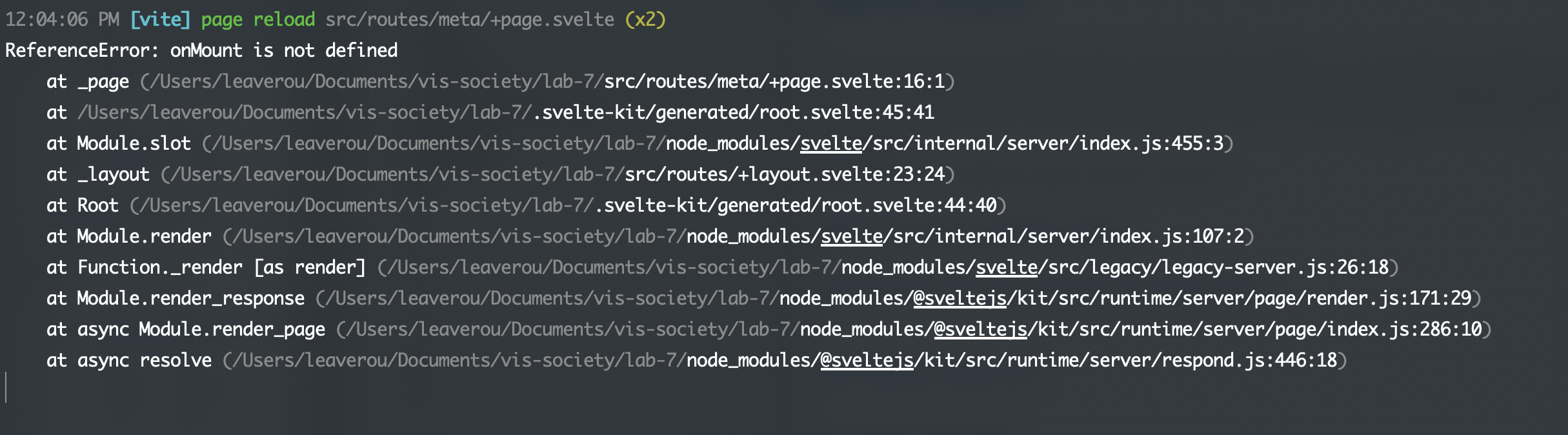 ReferenceError: onMount is not defined